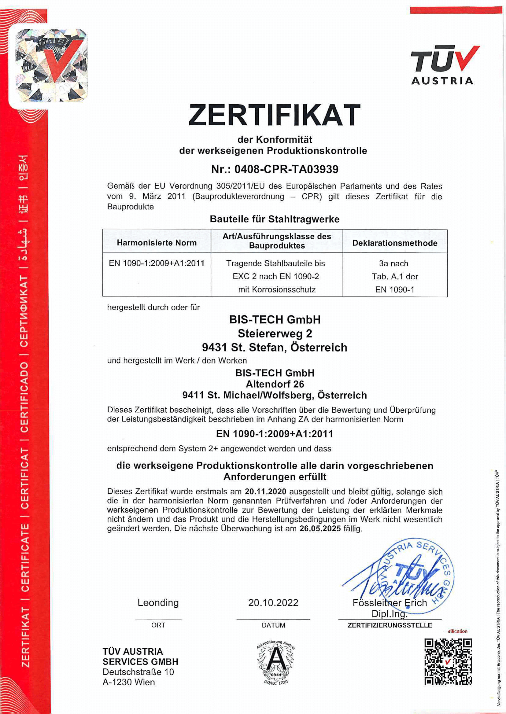 Zerfifikat Produktion